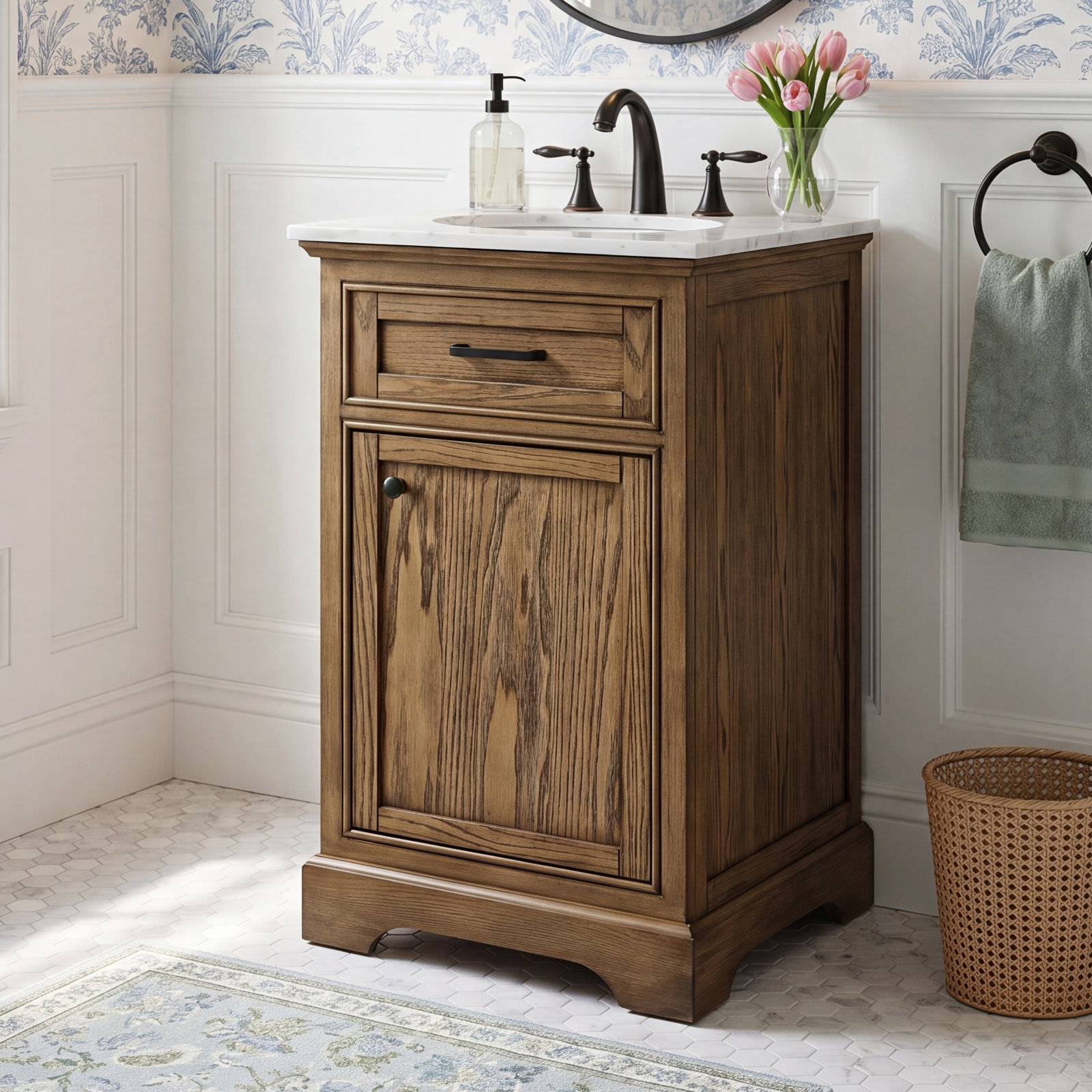 Hermes 19'' Single Bathroom Vanity, Dark Brown