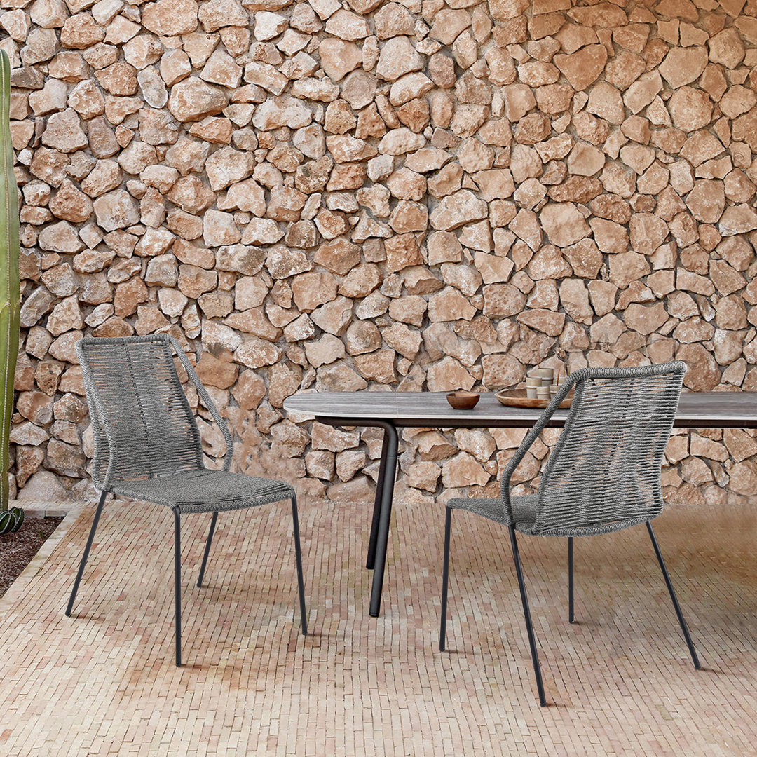 Chancy Modern Indoor Outdoor Dining Chairs in Steel and Rope Mistana™ 