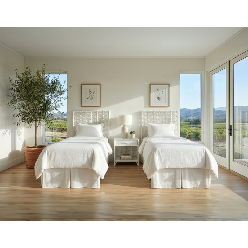 Ivy Twin Headboard And Nightstand Set – Navy Blue, Twin, 3 Pcs: 2 Headboards, 1 Nightstand, White