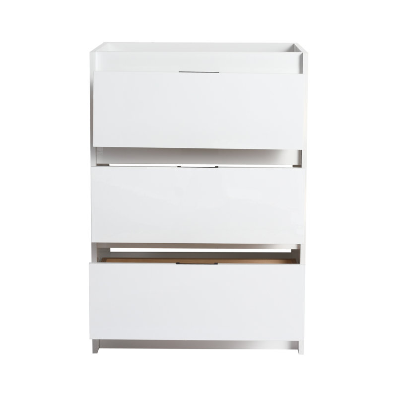 Meuble-lavabo autoportant 24 po avec lavabo en résine et 3 portes à fermeture douce, armoire en contreplaqué blanc brillant