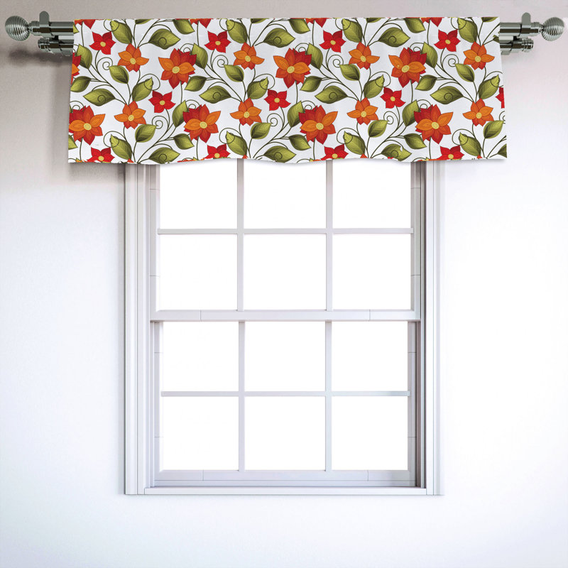 Sateen Floral Ruffled Window Valance