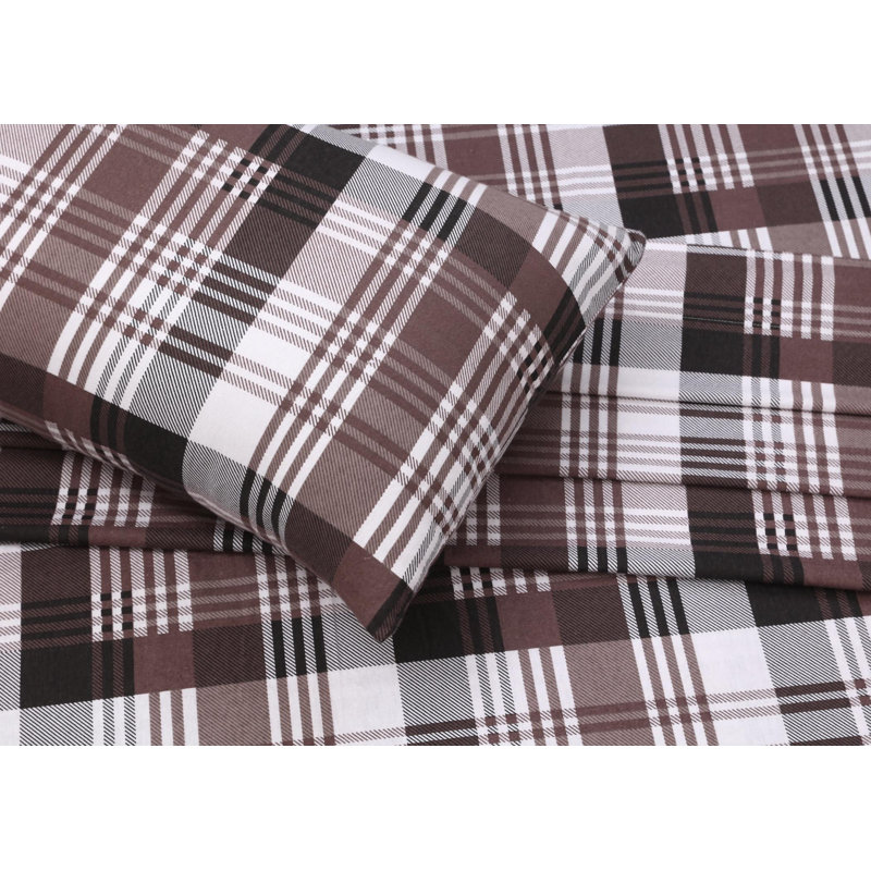 Flannel Sheet Set, Queen, Balance Plaid Brown/Plaid