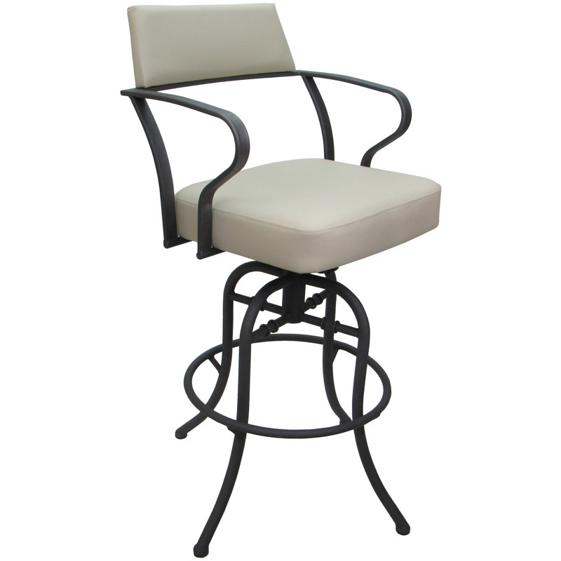 Tabouret de comptoir pivotant 26 po Chiyomi, Vinyle - Siège beige / Structure grise