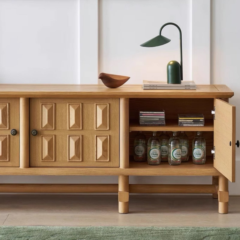 Meuble télé en bois semi-unique, H 22,83 po x L 86,61 po x l 16,92 po