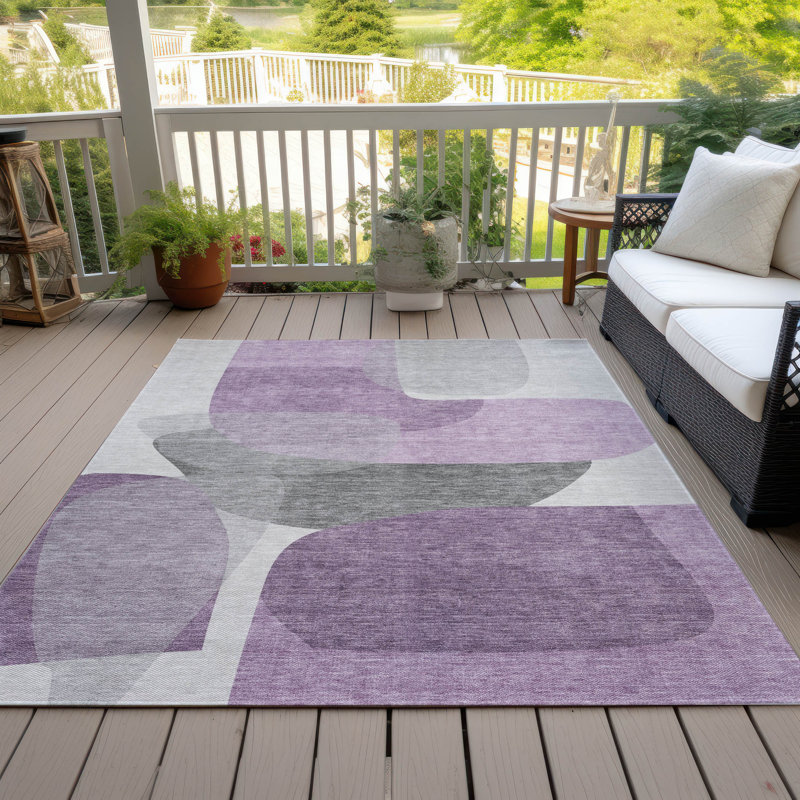 Tapis mauve lavable à la machine intérieur / extérieur Xhevrie, Rectangulaire 8 pi x 10 pi