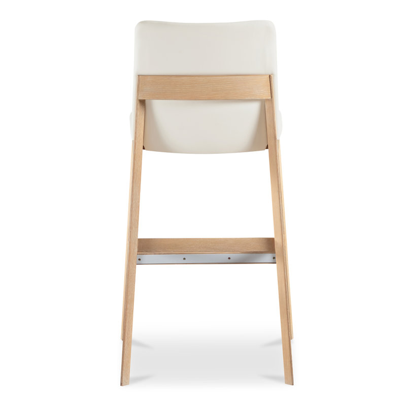 Deco Counter Stool White PVC, Bar Stool (30” Seat Height), Oak