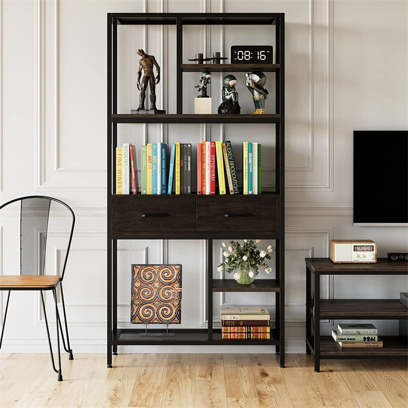 Izek 180cm H x 90cm W Solid Wood Etagere Bookcase