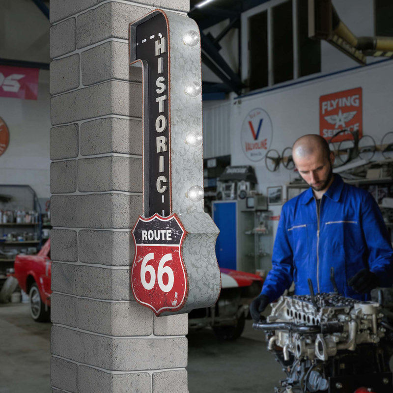 Trinx Historic Route 66 Vintage LED Marquee Sign Wall Decor - 2.2" x 1.6" x 1.6"