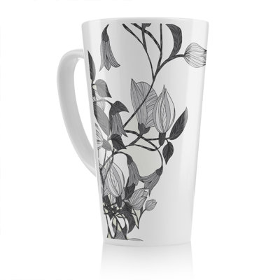 White Flower Illustration Latte Mug