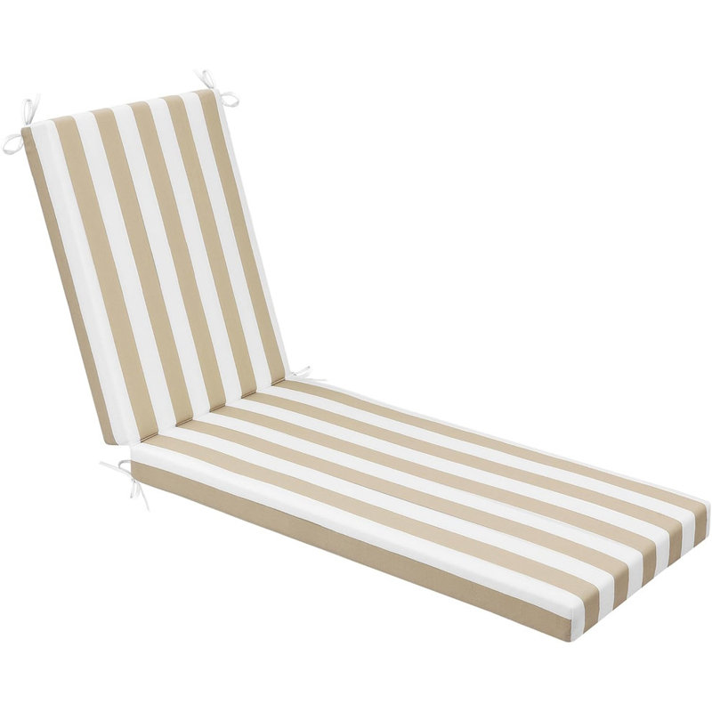 80" Outdoor Chaise Lounge Cushion Olefin Fabric Waterproof Fade-Resistant, Tan Stripes