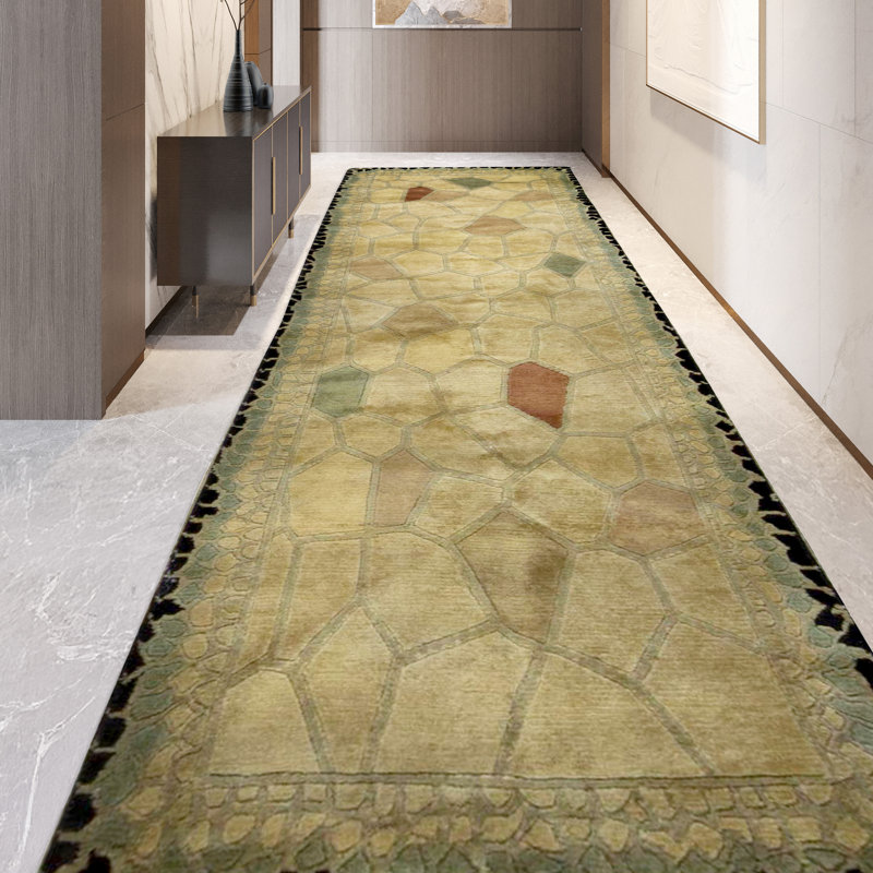 Indo One-of-a-Kind Runner 3' X 9' Runner Wool Area Rug in Brown/Red/Green