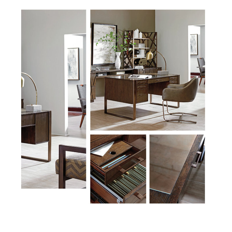 Transitional 60'' White Oak Home Office Desk with 5 Drawers
