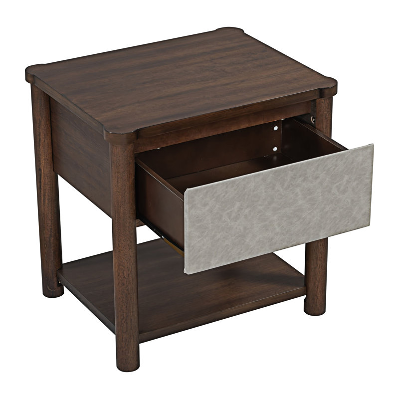 Ensemble de base de lit en bois avec tables de chevet, Gris clair / noyer, Très grand lit