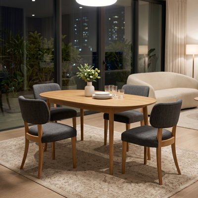 Wooden Dining Chairs, Modern Fabric Upholstered Dining Room Chair Kitchen Chairs, Farmhouse Dinner Chair for Kitchen Dining Room