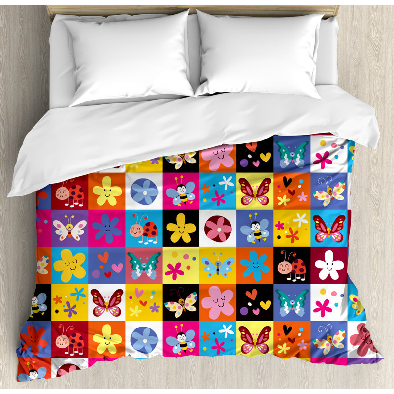 Ensemble de housse de couette à papillonss abstraites fleuries bugs abeilles de foyer