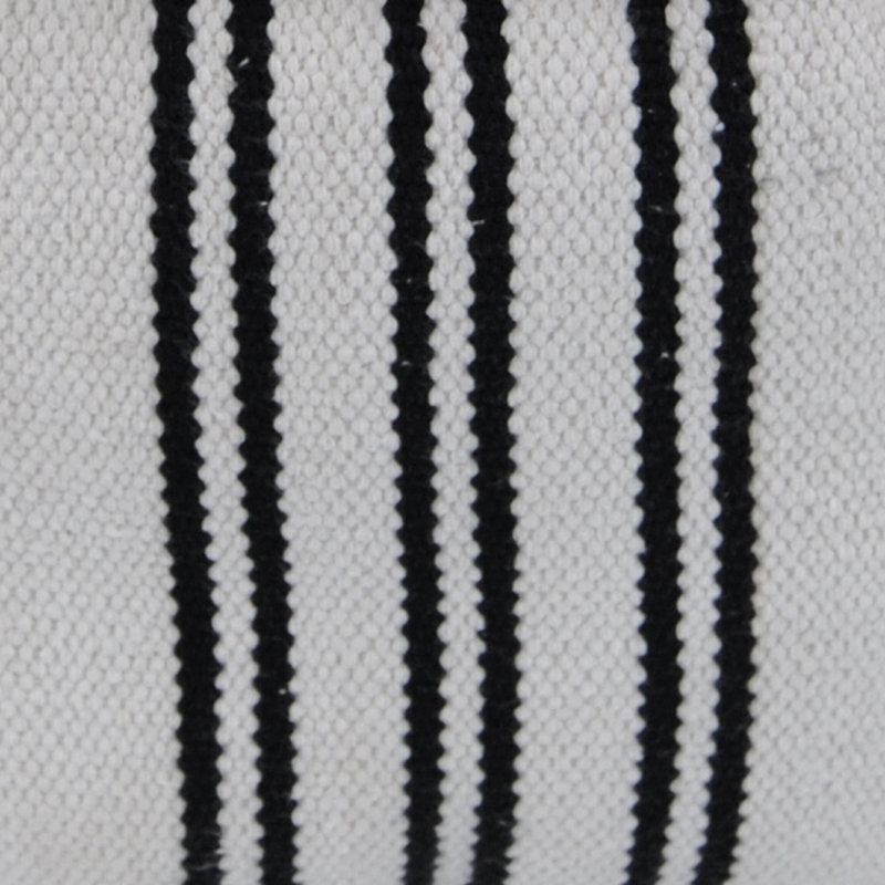 Upholstered Pouf, White/ Black