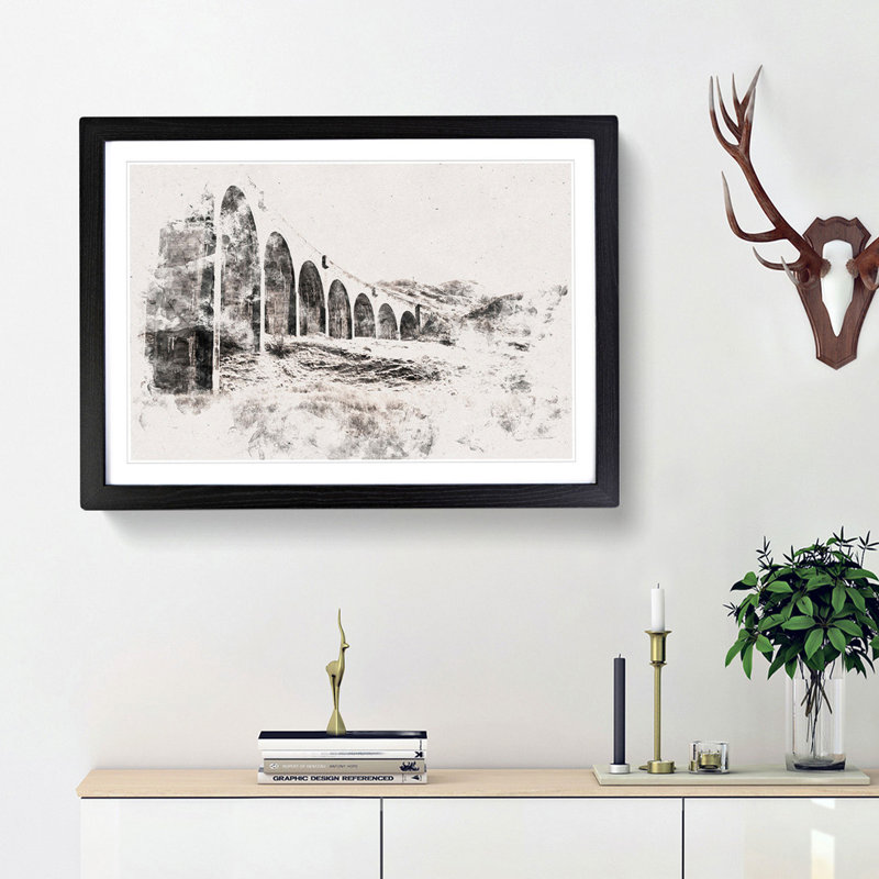 Glenfinnan Viaduct in Scotland - Picture Frame Painting Print, Black Framed, 36cm H x 48cm W x 2cm D