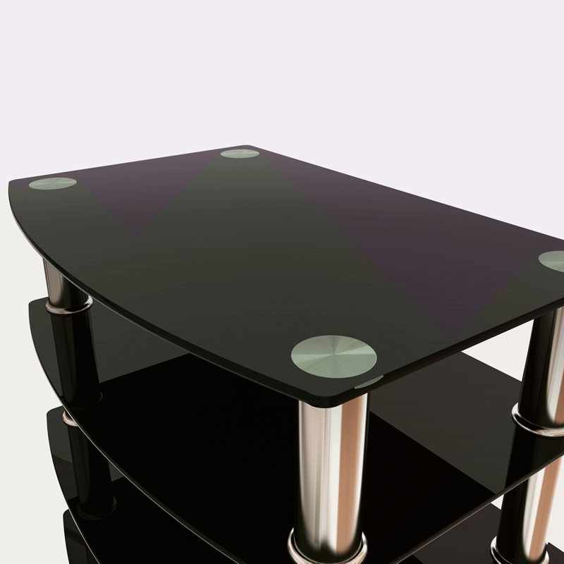 Table de bout à 5 niveaux en verre trempé avec table de bout en acier inoxydable pour le salon et la chambre à coucher