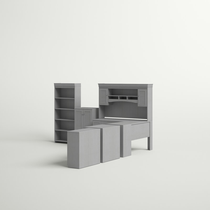 Huckins 5 Piece Computer Desk Office Set, Cape Cod Gray