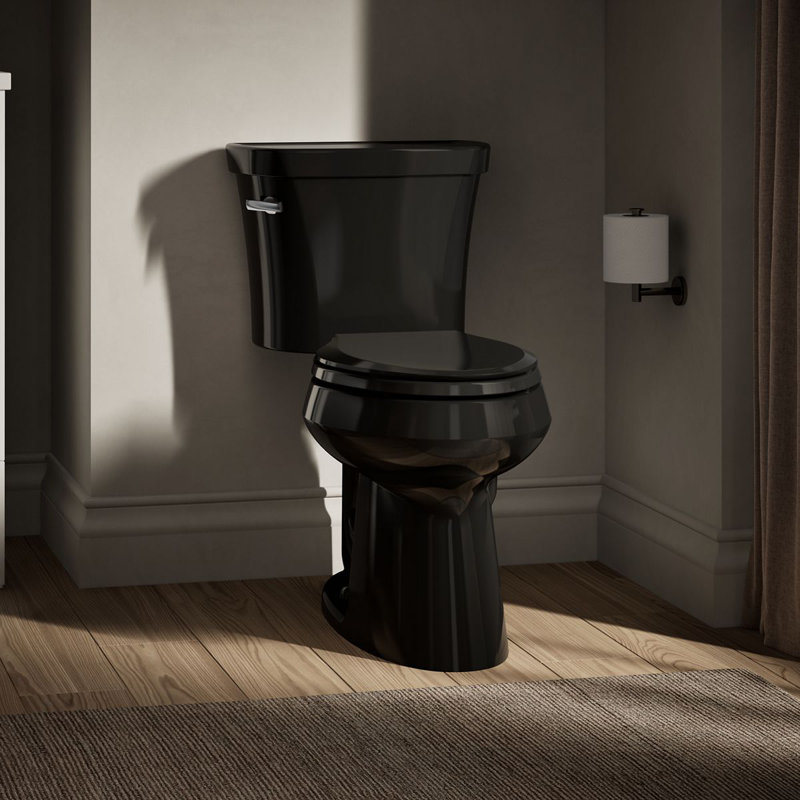 Toilette allongée deux pièces écoénergétique 1,28 GPF Highline (siège non inclus), Noir, Côté gauche