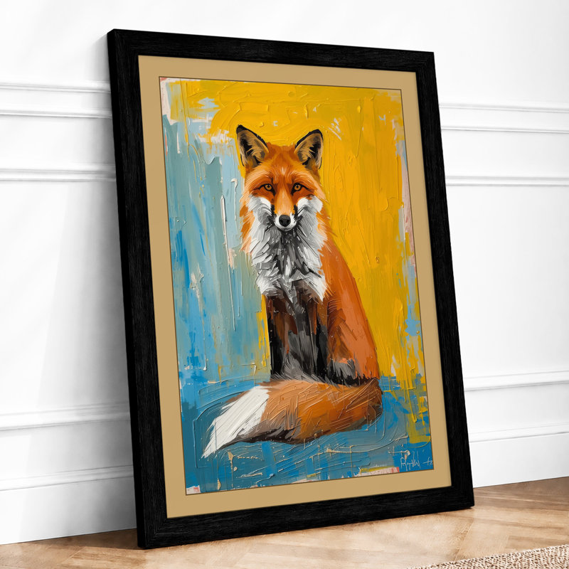 Contemplative Fox Modern - Framed Print, A4 - 29.7 x 21.0 cm, Black