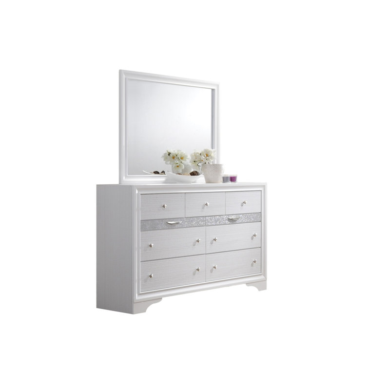 Commode 7 tiroirs Matrix Traditional en bois blanc