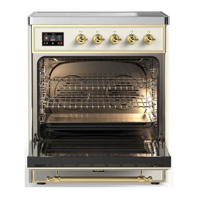Majestic III Series 30 Inch Induction Range with 4 Induction Elements in Antique White (Brass Trim)