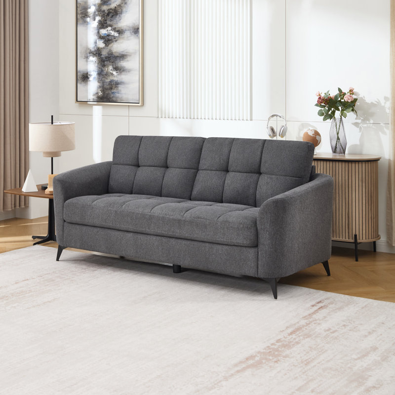 Rozalin 4 Seater Linen Sofa, Grey