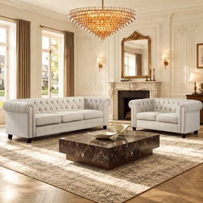 Perry Tufted Chesterfield Living Room Set