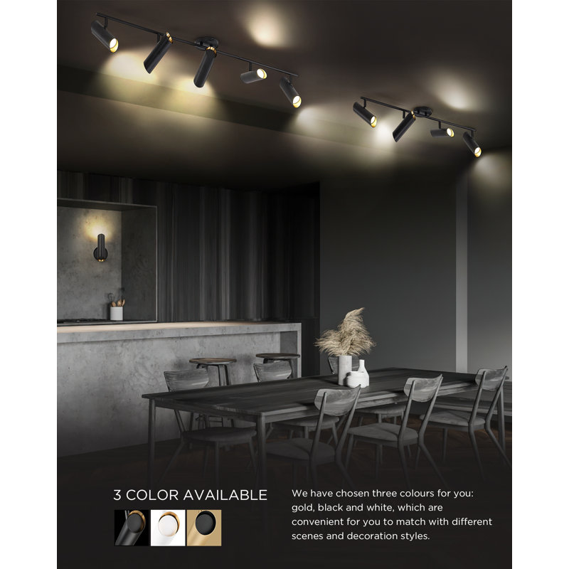 4-Light Integrated LED Track Light With 350 Degree Rotatable Heads, 4000K 1600 Lumen, 2.71Ft. Track Lighting Kit, GU10 Bulb Included