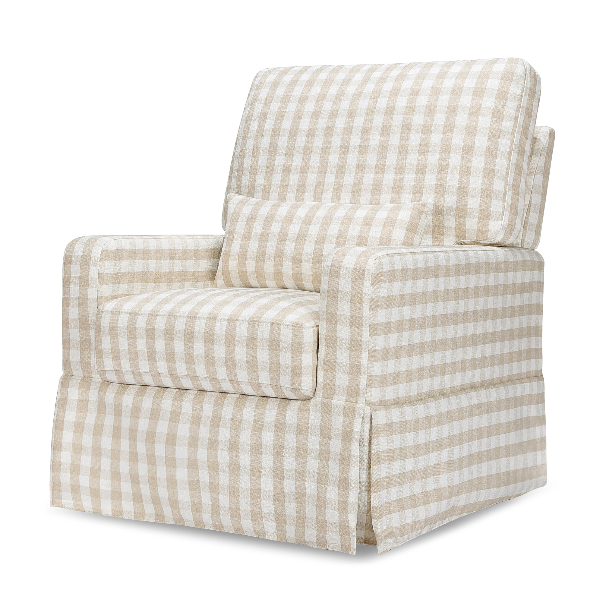 Crawford Upholstered Swivel Glider, Tan Gingham Livesmart®