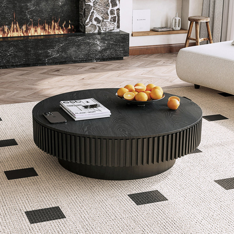 Modern Round Coffee Table With Storage, Center Table