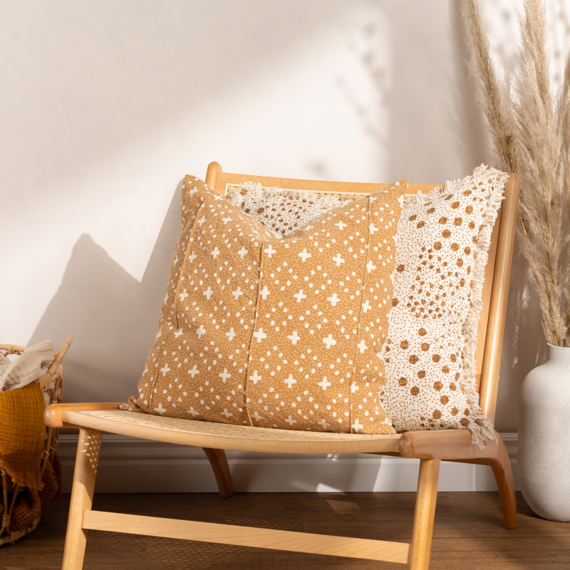 Helm Polka Dots Square Throw Cushion, Yolk