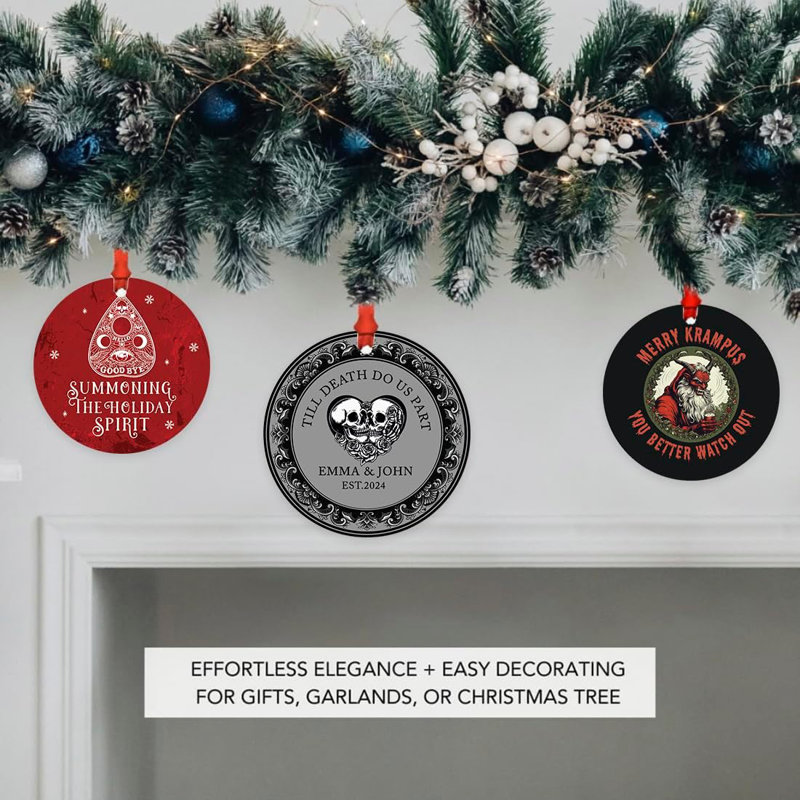 Ornement de Noël personnalisé sur mesure, squelette, couple jusqu'à la mort, partie d'horreur, décoration d'arbre, Oui