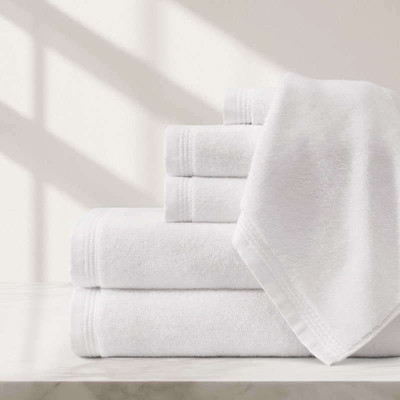 Egyptian Cotton Soft Border Towels, Washcloth, White