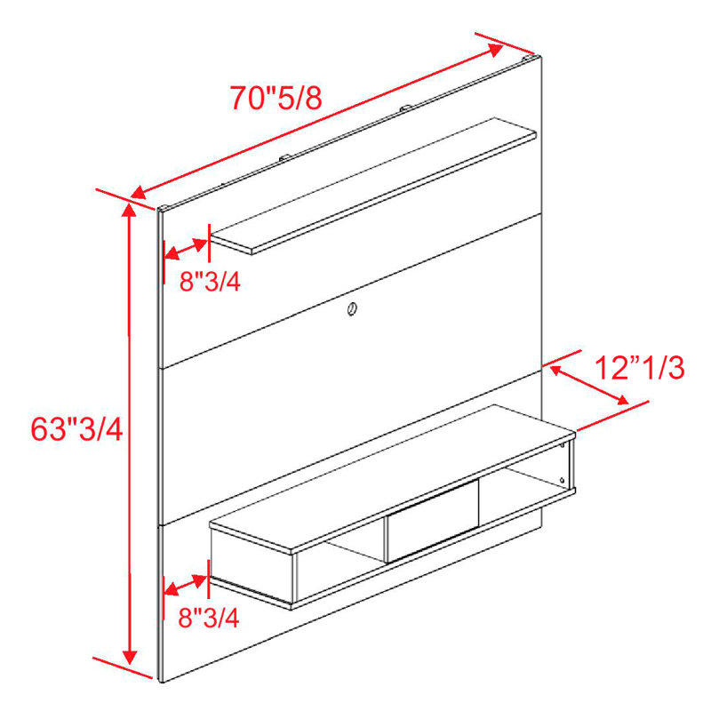 Hawkinsville 2-shelf Floating Entertainment Center for TVs up to 70"  -  Engineered Wood, White Tuscan
