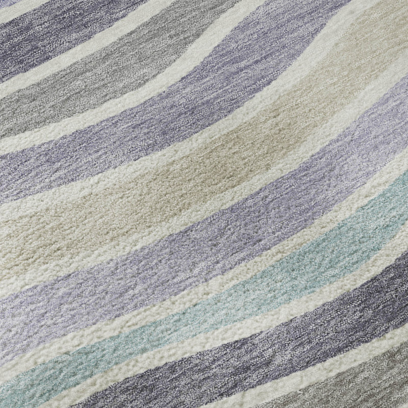 Premium Machine Washable Mayfield AMF2333 Stripes Rug, 2'6" x 3'10", Lavender