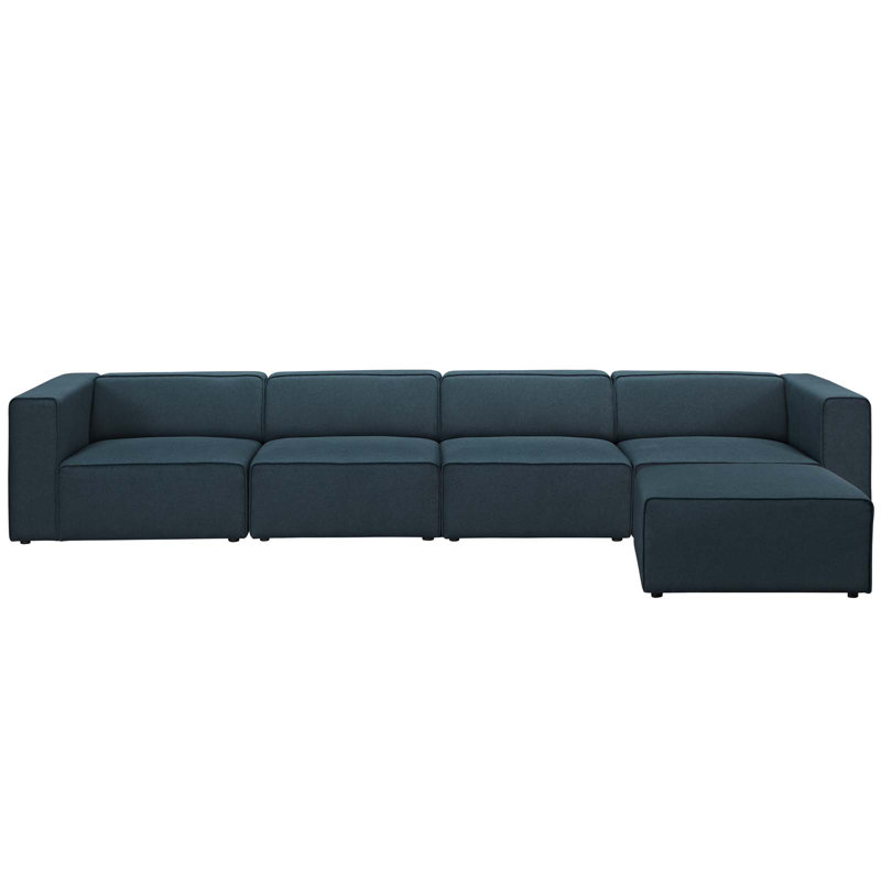 Ensemble de canapé modulaire rembourré 5 pièces Modway Mingle, Bleu