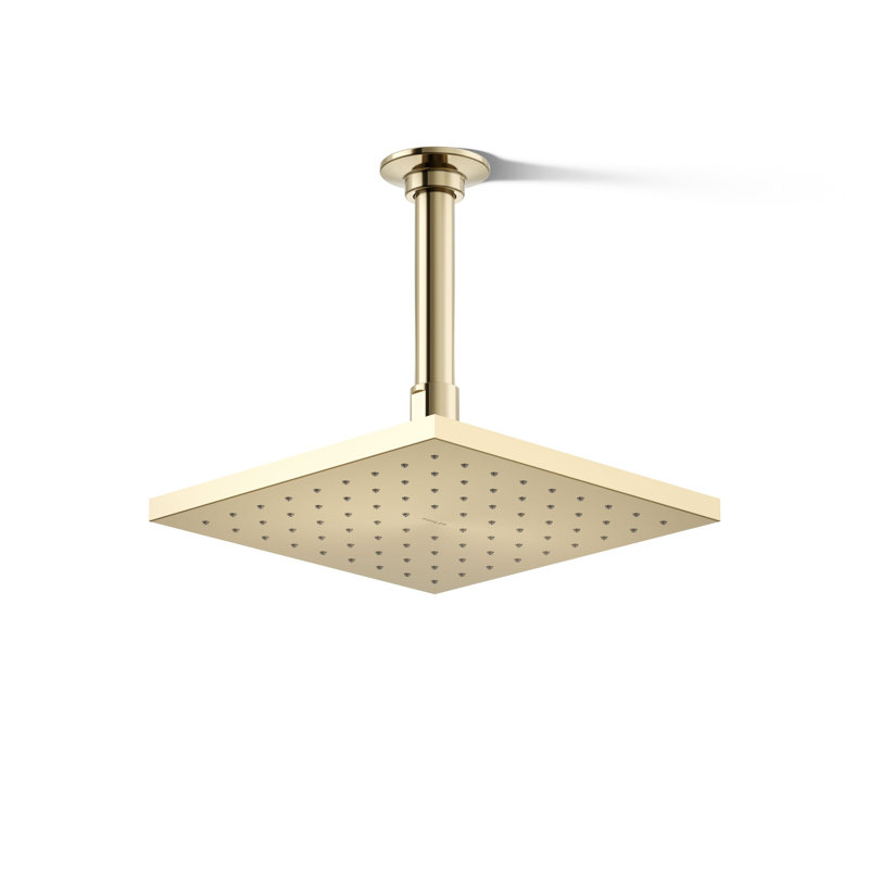 Contemporary Rain Shower Head, Vibrant French Gold, 1.75 GPM, Square
