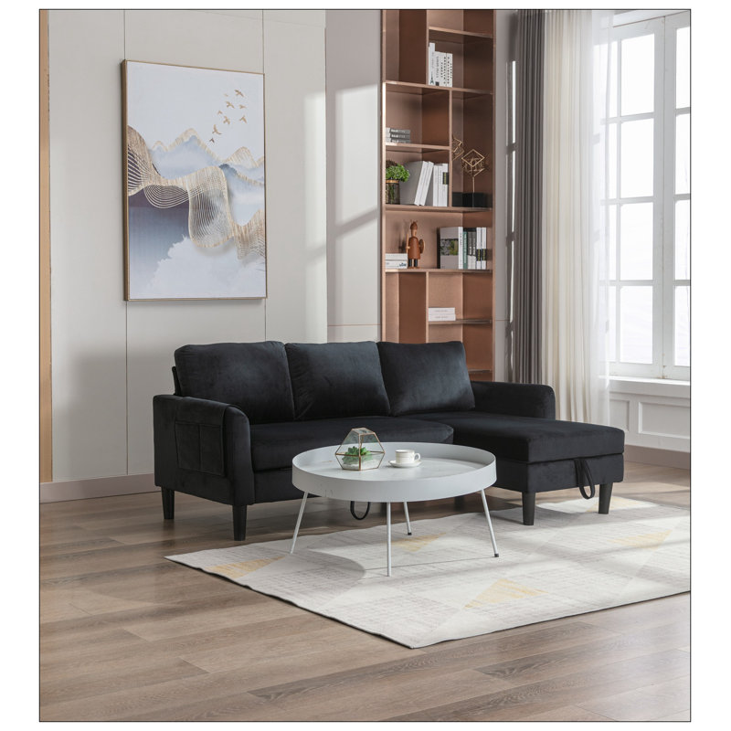 Canapé modulaire Canapé-lit modulaire réversible avec méridienne de rangement Canapé modulaire en L avec lit escamotable et méridienne de rangement