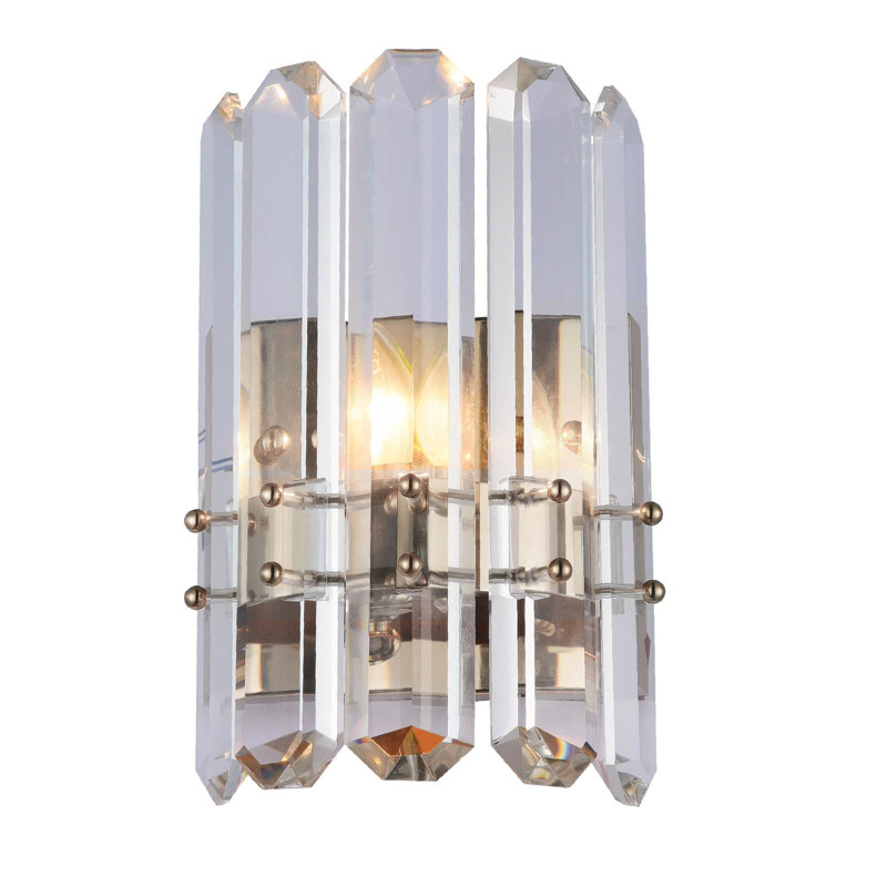 Giusti 1 Light Chrome Wall Sconce With Crystal Accents, Chrome