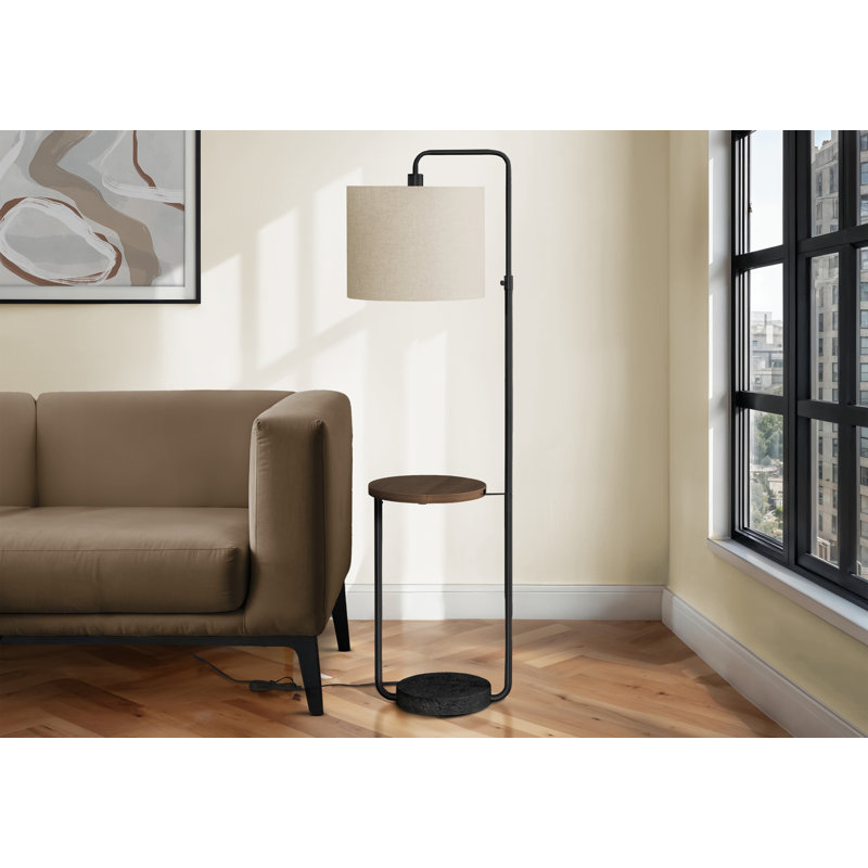 Lighting, Floor Lamp, Usb Port Included, Metal, Ivory / Cream Shade, Contemporary, Black
