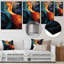 Décoration murale rétro bleu orange liquide - Vagues-1062869473-1062869484