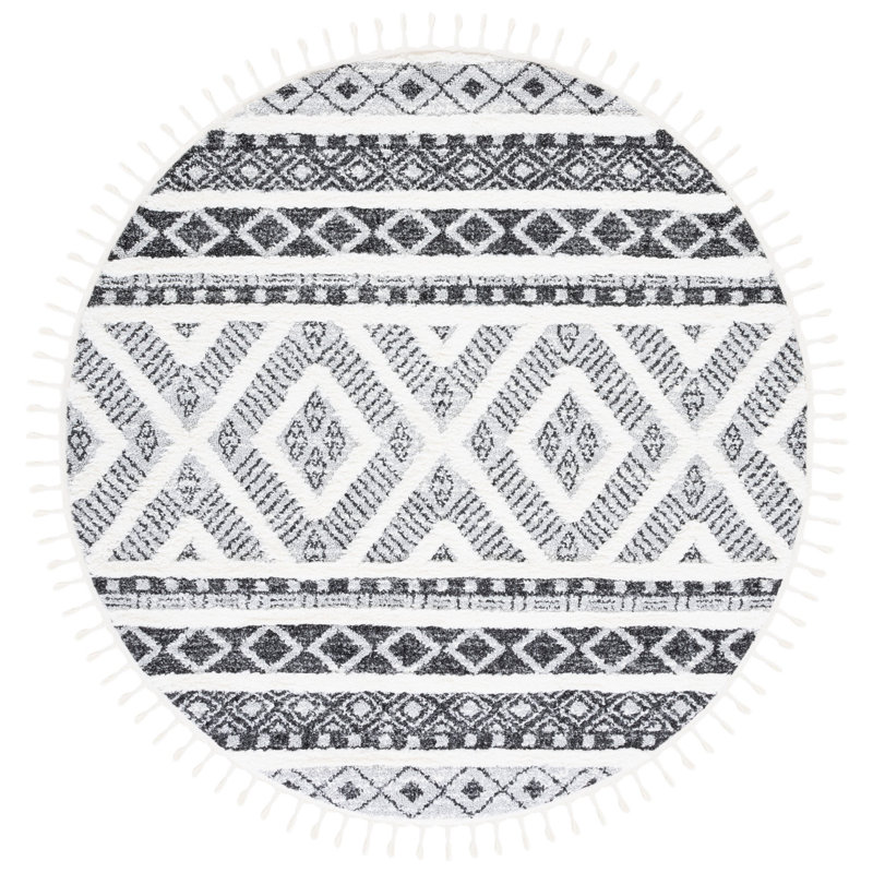 Tapis à poils longs Tyner, Rond 6 pi 7 po