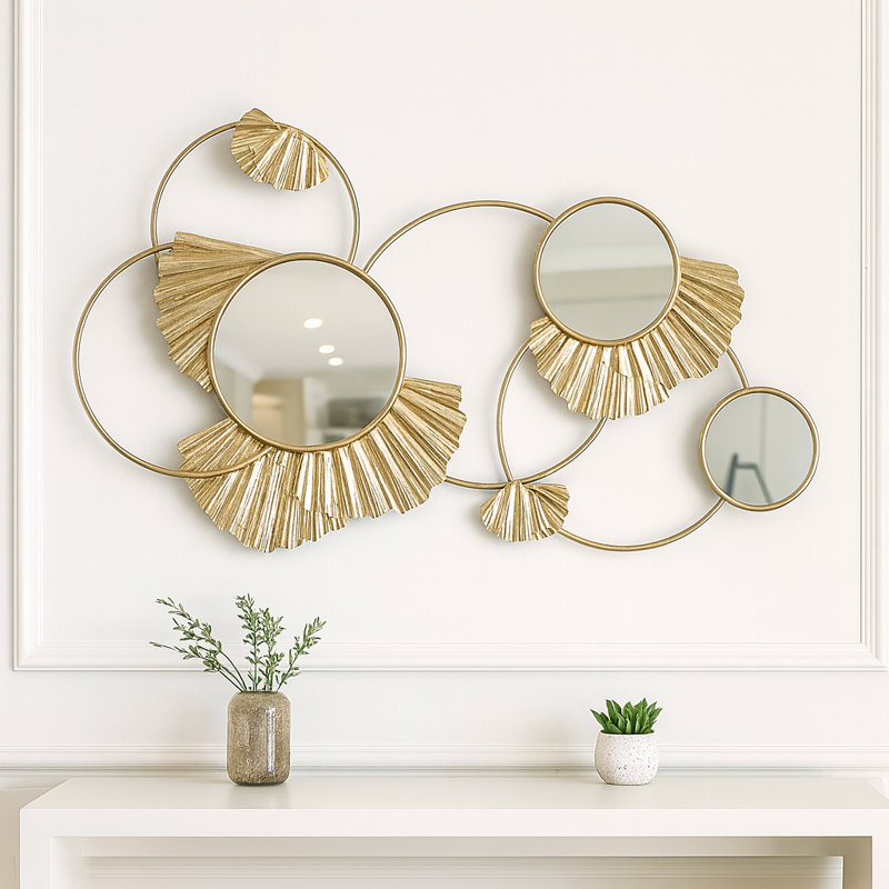 Nikolas Modern Decorative Metal Wall Art Hanging for Home Decor Accent - Artistic Asymmetrical Wall Accent Sculpture for Kitchen Decor - 27", Gold & Metallic