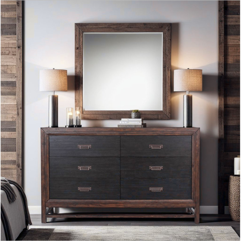 Commode à six tiroirs, aucun assemblage requis, finition deux tons