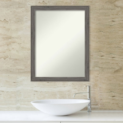 Regis Barnwood Grey Narrow Wood 26.5 x 20.5 in. Bathroom Vanity Non-Beveled Wall Mirror -  Gracie Oaks, 3E5747804ED34774A2BAA81D9DB8B676