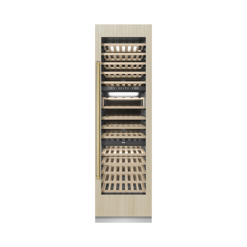 ZLINE Autograph 24 in. 12.4 cu. ft. Triple Zone 100 Bottle Panel Ready Column Wine Cooler with Accents, Polished Gold