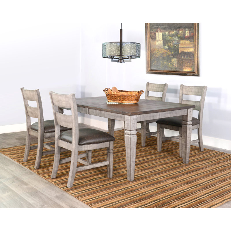 Meriwether Extendable Mahogany Solid Wood Dining Table, Alpine Gray