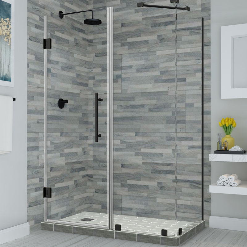 Cabine de douche rectangulaire à charnière sans cadre 34,38 po x 72 po Bromley